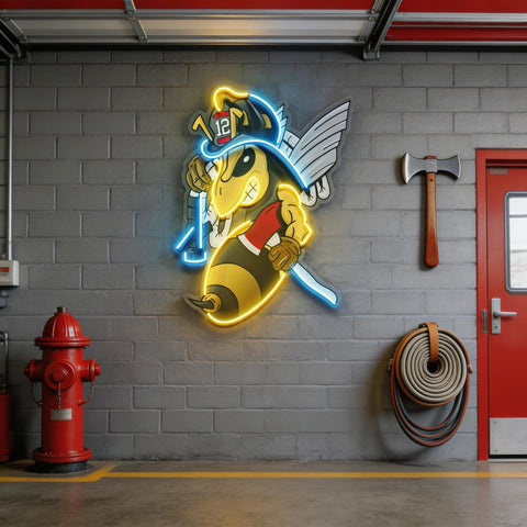 Bee Firefighters LED Neon Sign Light Pop Art