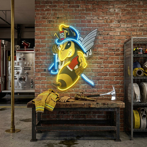 Bee Firefighters LED Neon Sign Light Pop Art