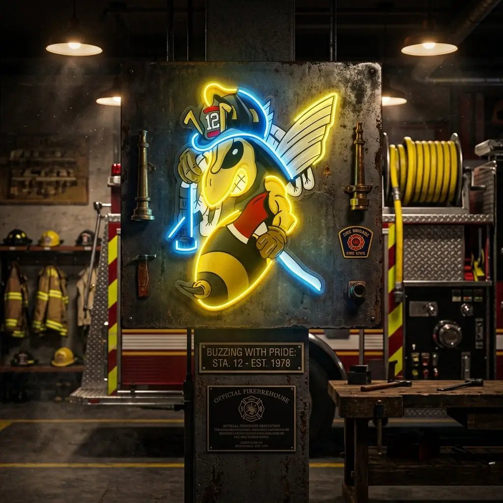 Bee Firefighters LED Neon Sign Light Pop Art