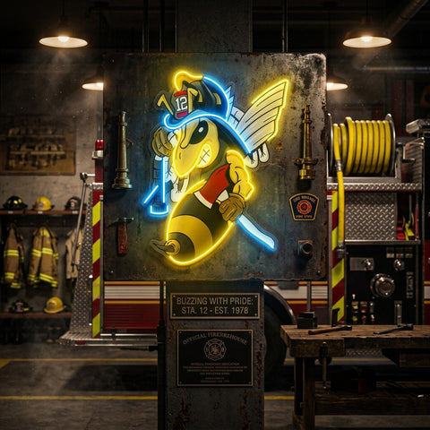 Bee Firefighters LED Neon Sign Light Pop Art