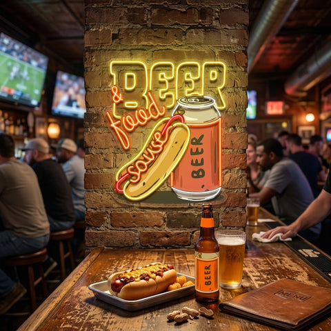 Beer & Hot Dog Are The Best Duo LED Neon Sign Light Pop Art