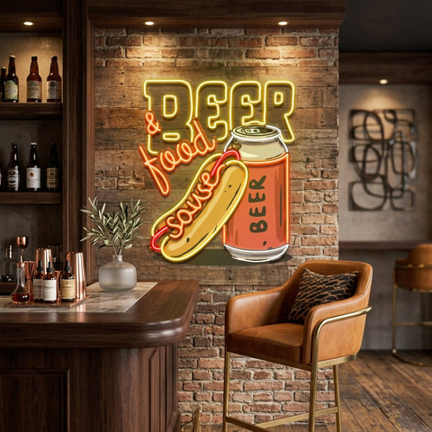Beer & Hot Dog Are The Best Duo LED Neon Sign Light Pop Art