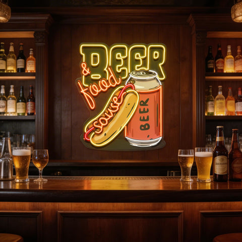 Beer & Hot Dog Are The Best Duo LED Neon Sign Light Pop Art
