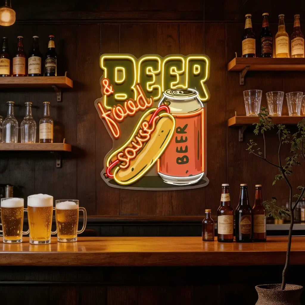Beer & Hot Dog Are The Best Duo LED Neon Sign Light Pop Art