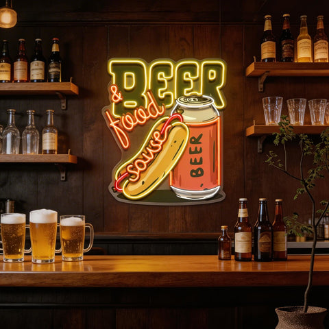 Beer & Hot Dog Are The Best Duo LED Neon Sign Light Pop Art