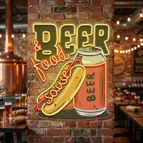 Beer & Hot Dog Are The Best Duo LED Neon Sign Light Pop Art