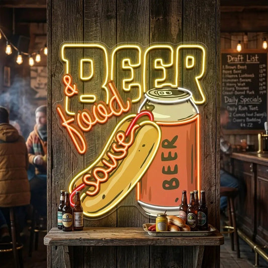 Beer & Hot Dog Are The Best Duo LED Neon Sign Light Pop Art