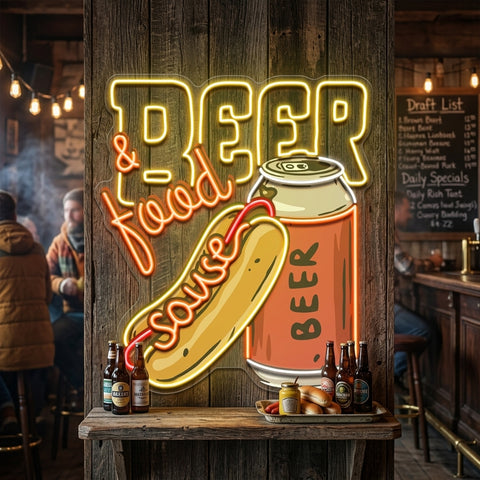 Beer & Hot Dog Are The Best Duo LED Neon Sign Light Pop Art