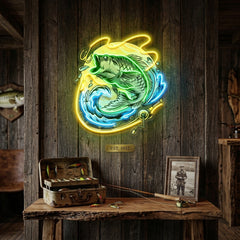Big Bass Fishing LED Neon Sign Light Pop Art