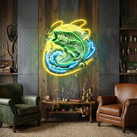 Big Bass Fishing LED Neon Sign Light Pop Art