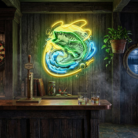 Big Bass Fishing LED Neon Sign Light Pop Art