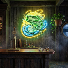 Big Bass Fishing LED Neon Sign Light Pop Art