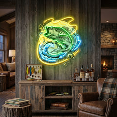 Big Bass Fishing LED Neon Sign Light Pop Art