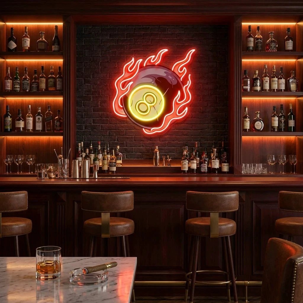 Billiard Pool Wall Decor, Poolroom, Sport Art Decor Home Interior Artwork Led Neon Sign Light
