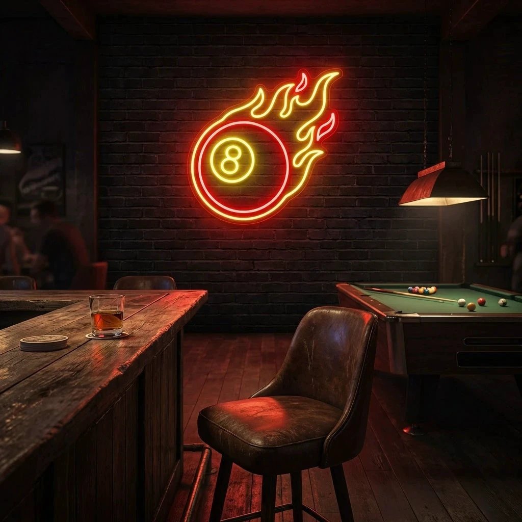 Billiard Pool Wall Decor, Poolroom, Sport Art Decor Home Interior Artwork Led Neon Sign Light
