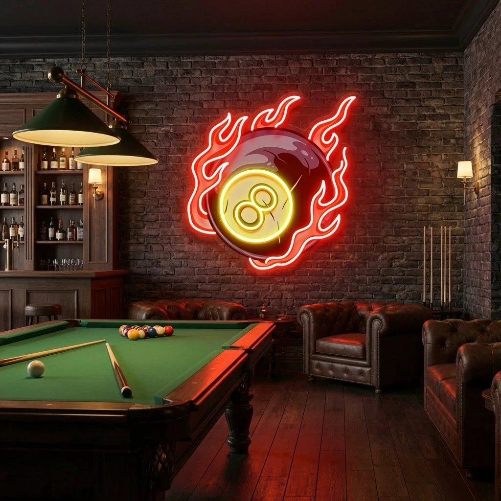 Billiard Pool Wall Decor, Poolroom, Sport Art Decor Home Interior Artwork Led Neon Sign Light