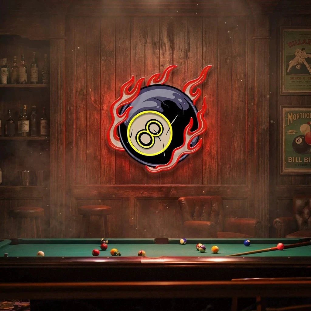 Billiard Pool Wall Decor, Poolroom, Sport Art Decor Home Interior Artwork Led Neon Sign Light