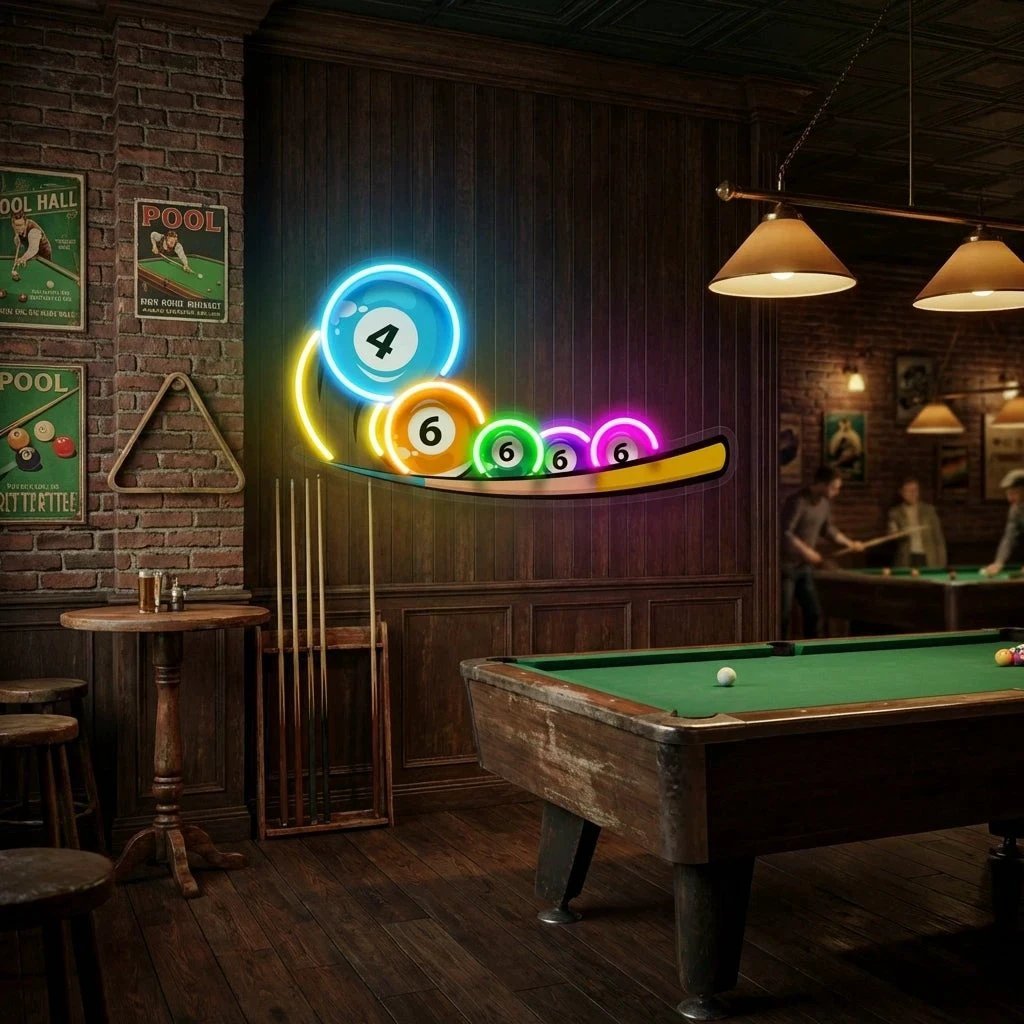 Billiard, Pool, Snooker Decor Artwork Led Neon Sign Light