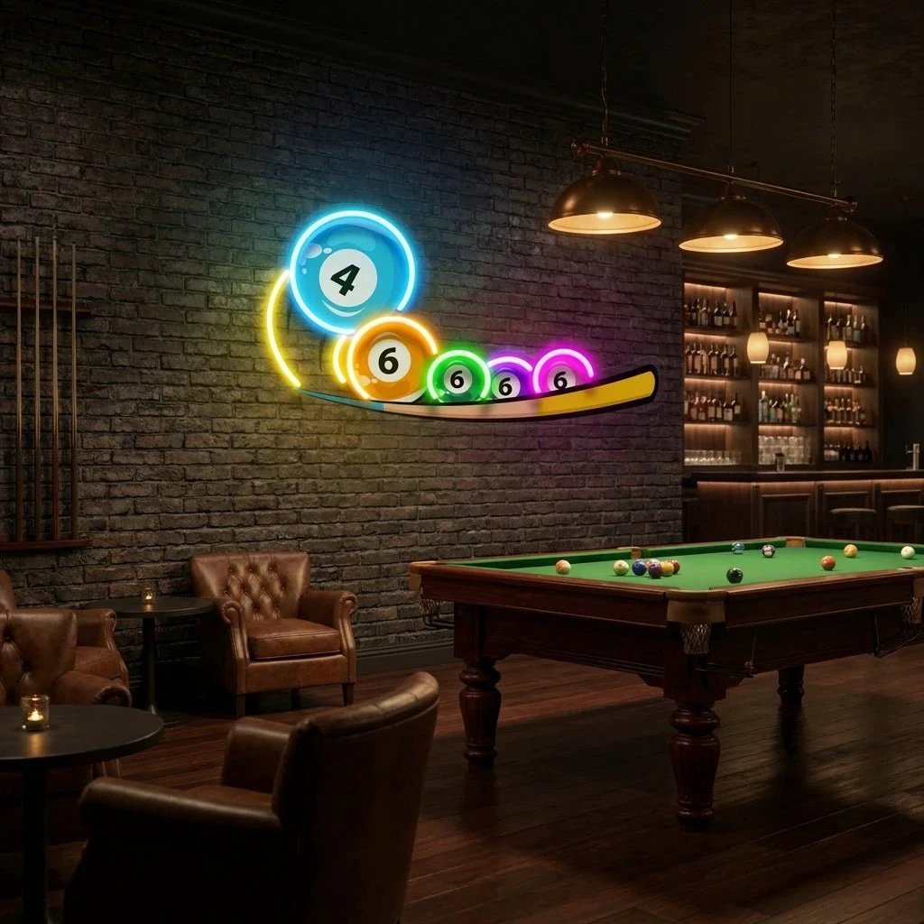 Billiard, Pool, Snooker Decor Artwork Led Neon Sign Light