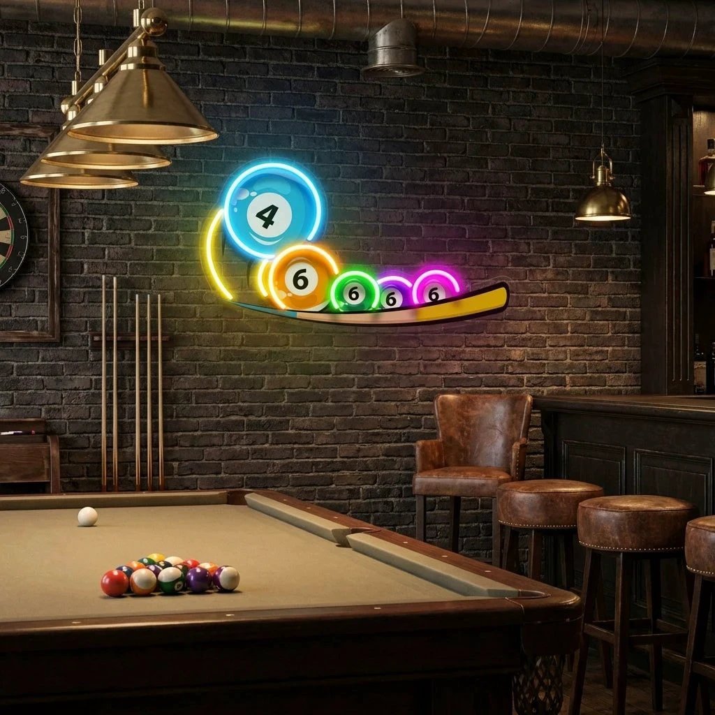 Billiard, Pool, Snooker Decor Artwork Led Neon Sign Light