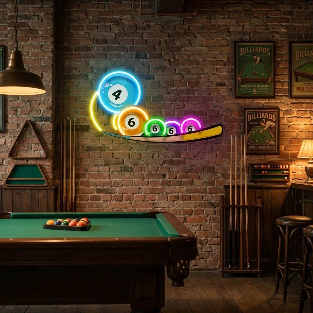 Billiard, Pool, Snooker Decor Artwork Led Neon Sign Light
