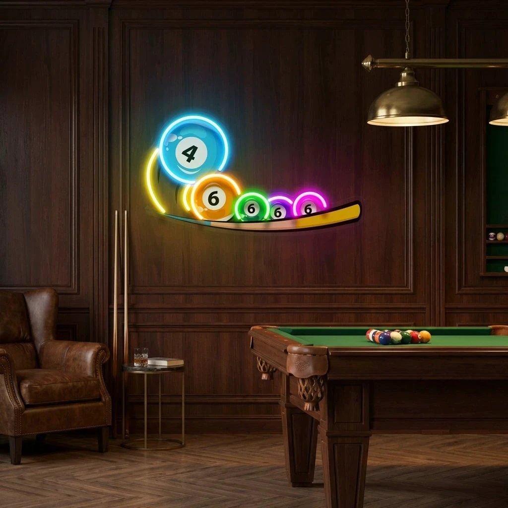 Billiard, Pool, Snooker Decor Artwork Led Neon Sign Light