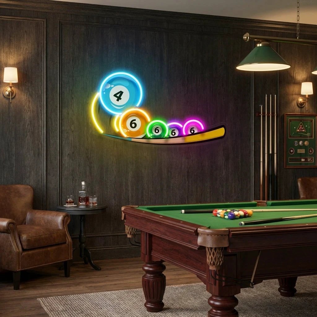 Billiard, Pool, Snooker Decor Artwork Led Neon Sign Light