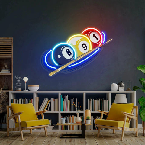 Billiards Art for Home Billiard Balls Modern Art Decor, Artwork Led Neon Sign Light