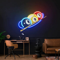 Billiards Art for Home Billiard Balls Modern Art Decor, Artwork Led Neon Sign Light