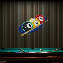 Billiards Art for Home Billiard Balls Modern Art Decor, Artwork Led Neon Sign Light
