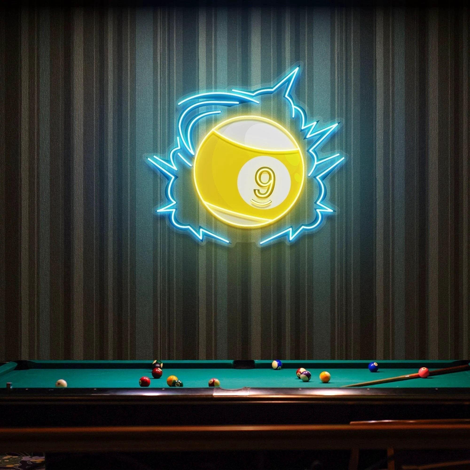 Billiards Decor, Snooker Wall Sign, Man Cave Wall Art, Artwork Led Neon Sign Light