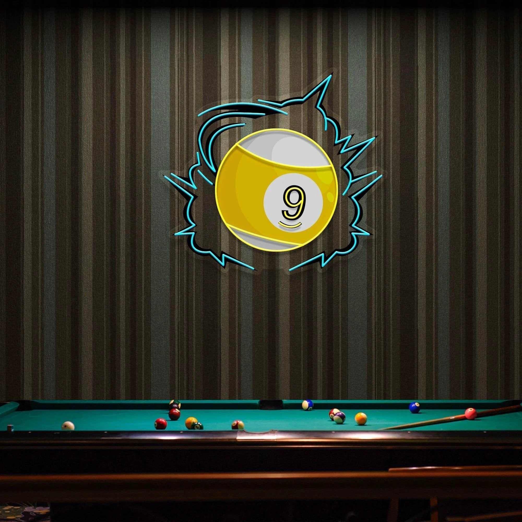 Billiards Decor, Snooker Wall Sign, Man Cave Wall Art, Artwork Led Neon Sign Light