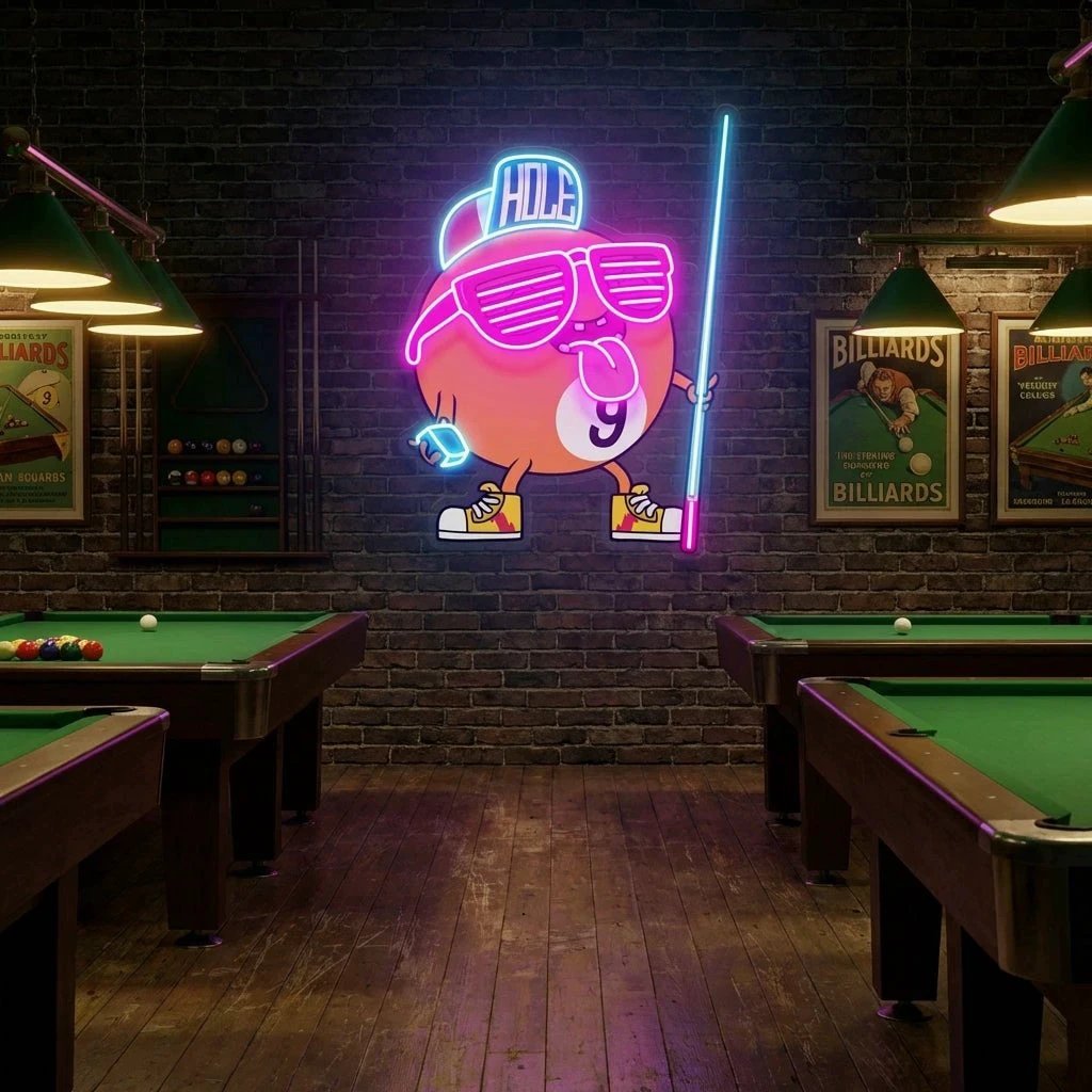 Billiards Room Decor, Gift For Pool Player Artwork Led Neon Sign Light