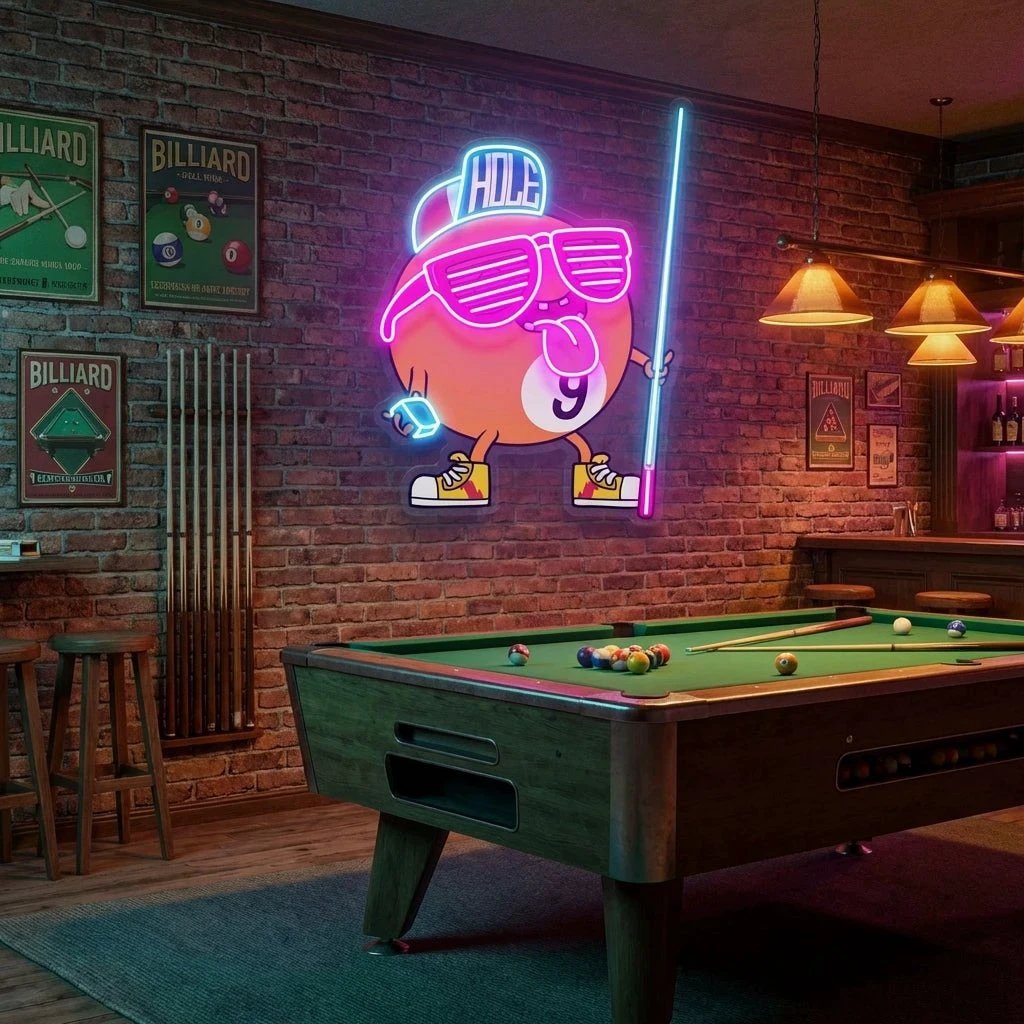 Billiards Room Decor, Gift For Pool Player Artwork Led Neon Sign Light