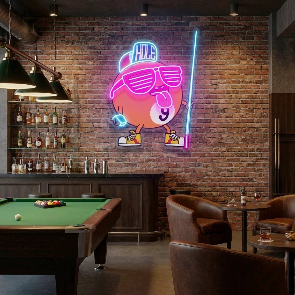 Billiards Room Decor, Gift For Pool Player Artwork Led Neon Sign Light