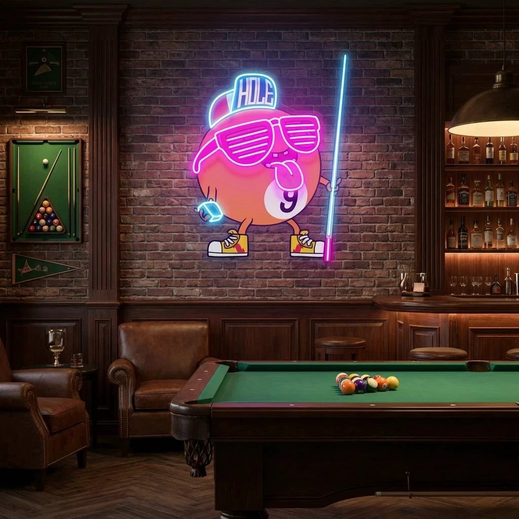 Billiards Room Decor, Gift For Pool Player Artwork Led Neon Sign Light