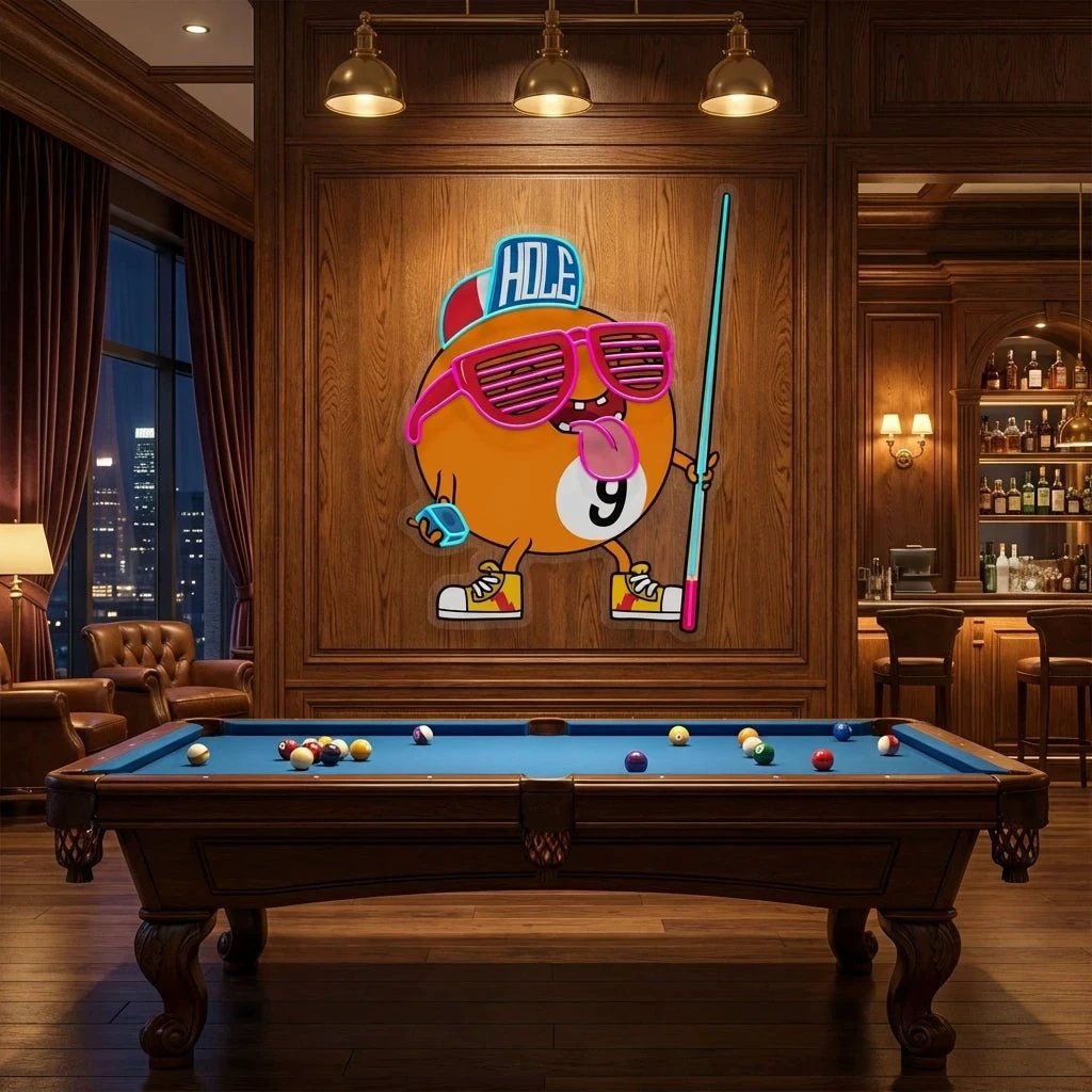 Billiards Room Decor, Gift For Pool Player Artwork Led Neon Sign Light