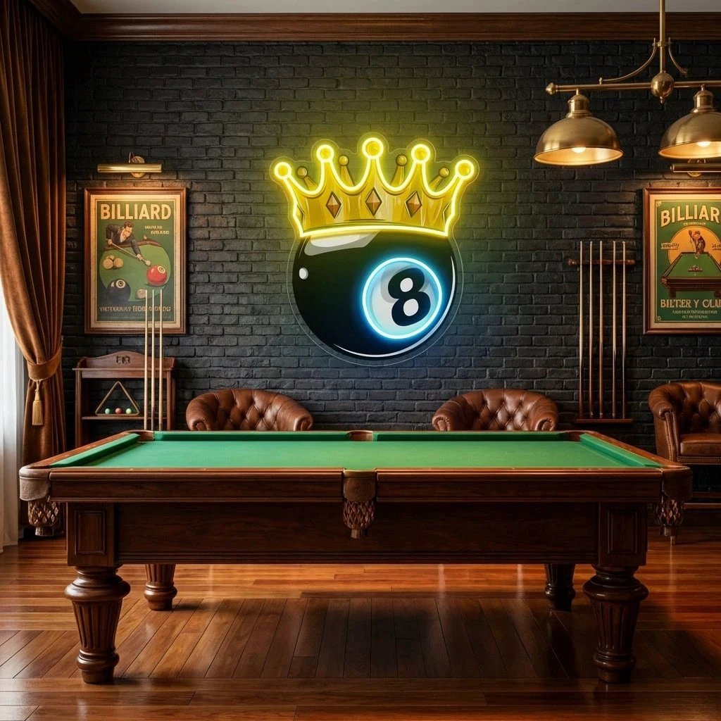 Billiards Wall Art, Billiards Balls Game Room Decor, Pub Decor Artwork Led Neon Sign Light