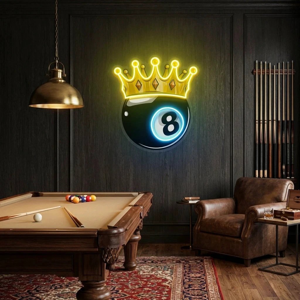 Billiards Wall Art, Billiards Balls Game Room Decor, Pub Decor Artwork Led Neon Sign Light