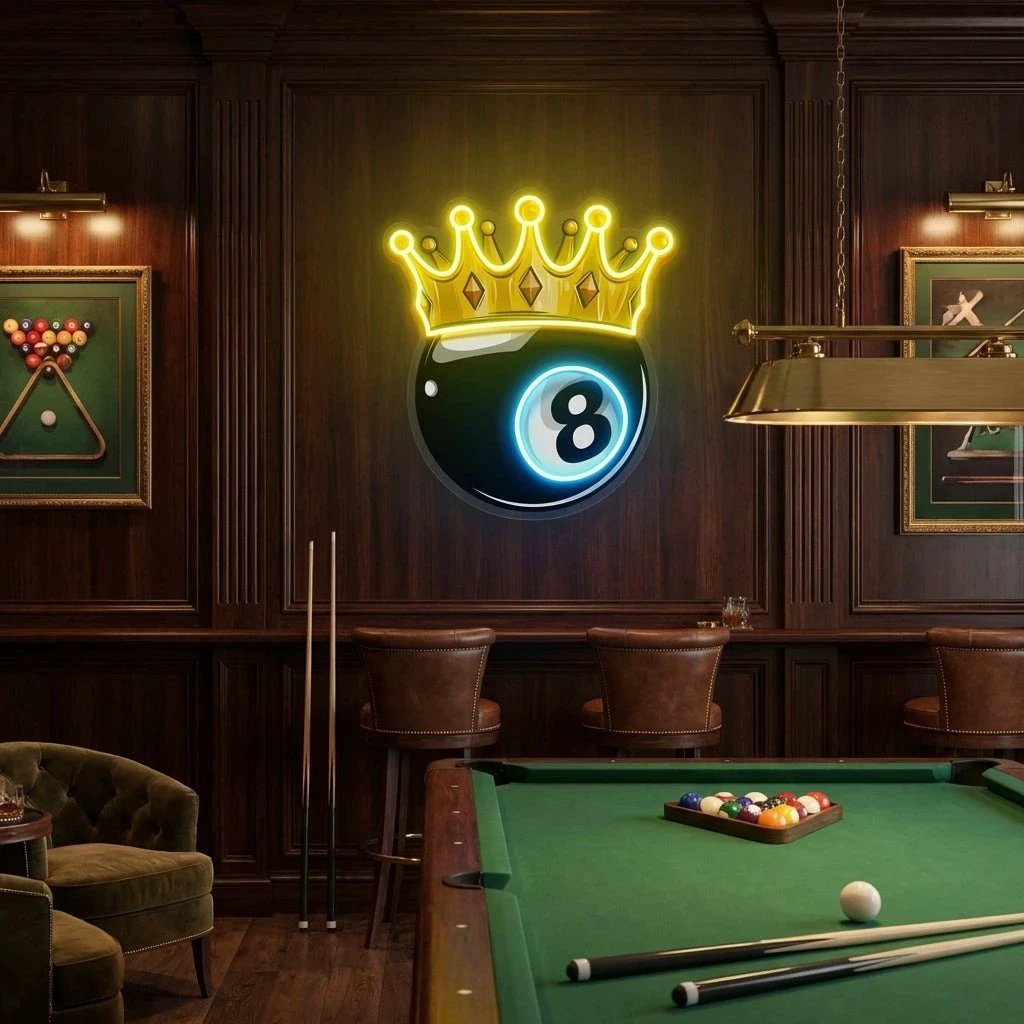 Billiards Wall Art, Billiards Balls Game Room Decor, Pub Decor Artwork Led Neon Sign Light