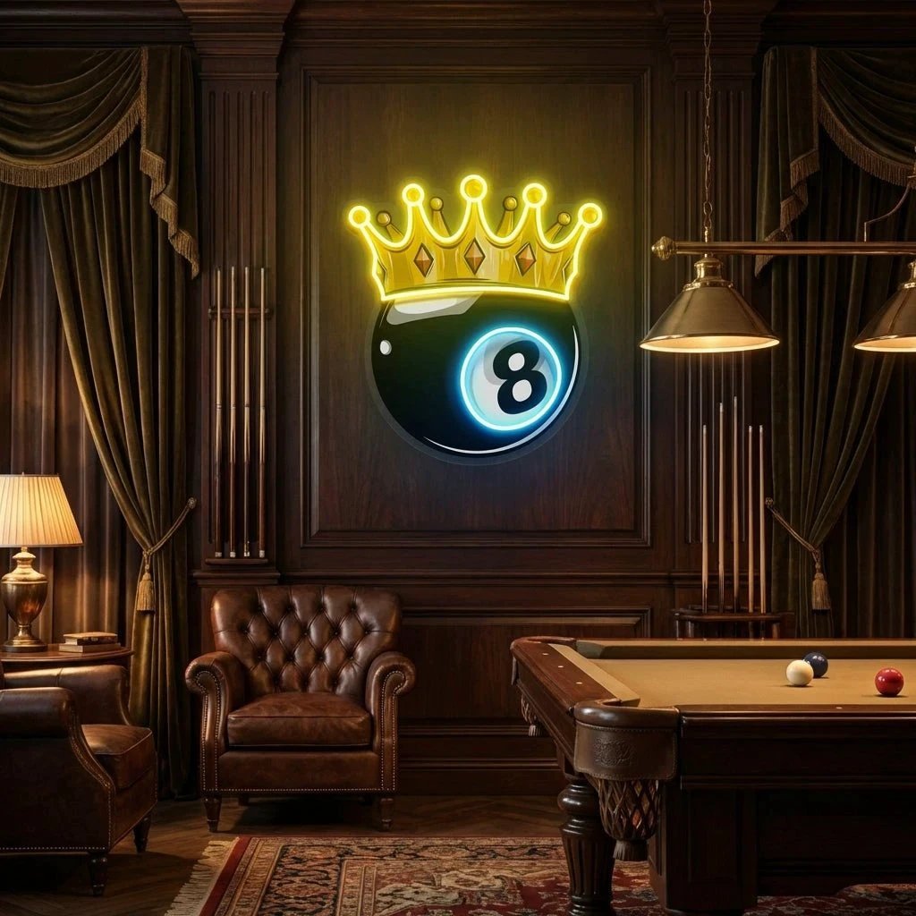 Billiards Wall Art, Billiards Balls Game Room Decor, Pub Decor Artwork Led Neon Sign Light