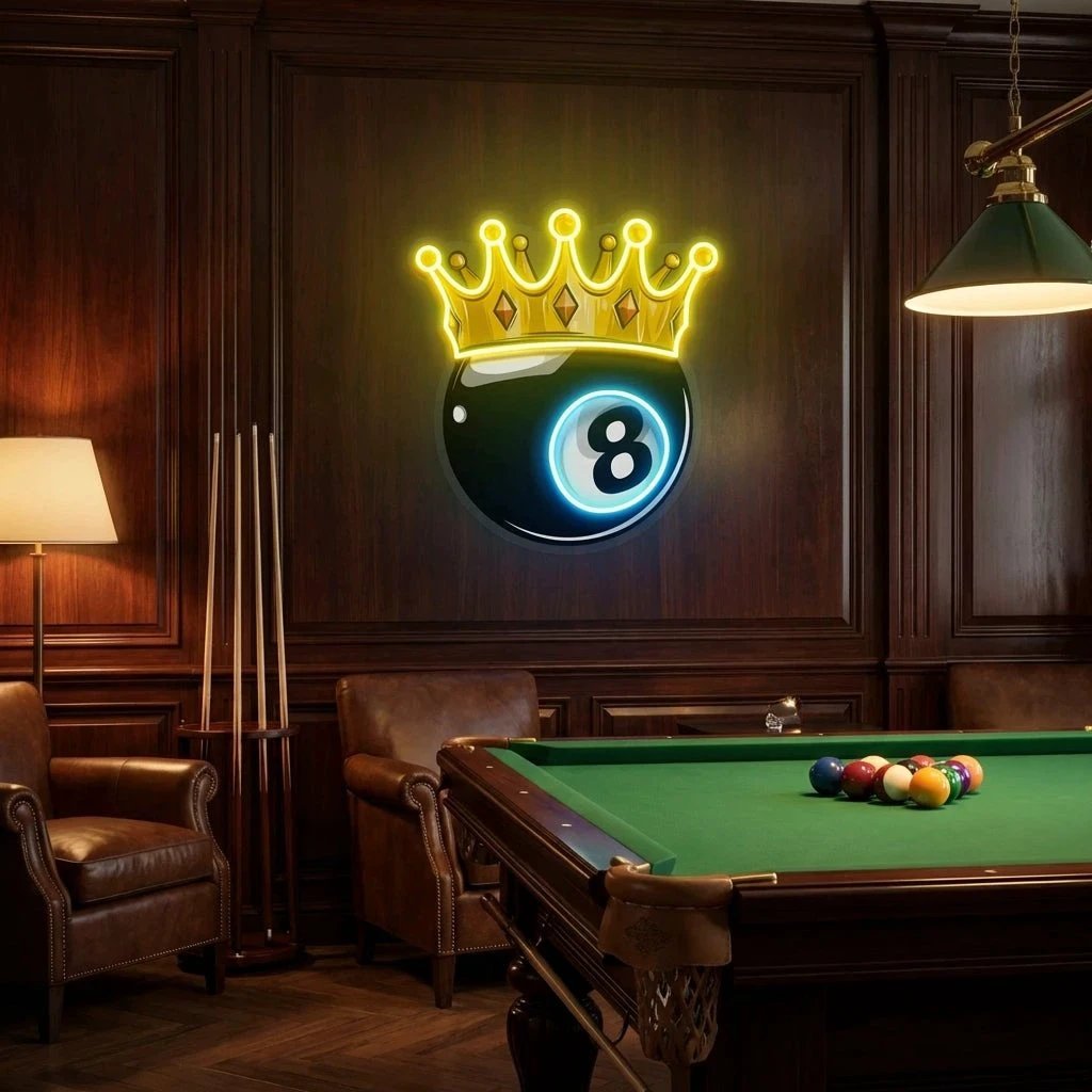 Billiards Wall Art, Billiards Balls Game Room Decor, Pub Decor Artwork Led Neon Sign Light
