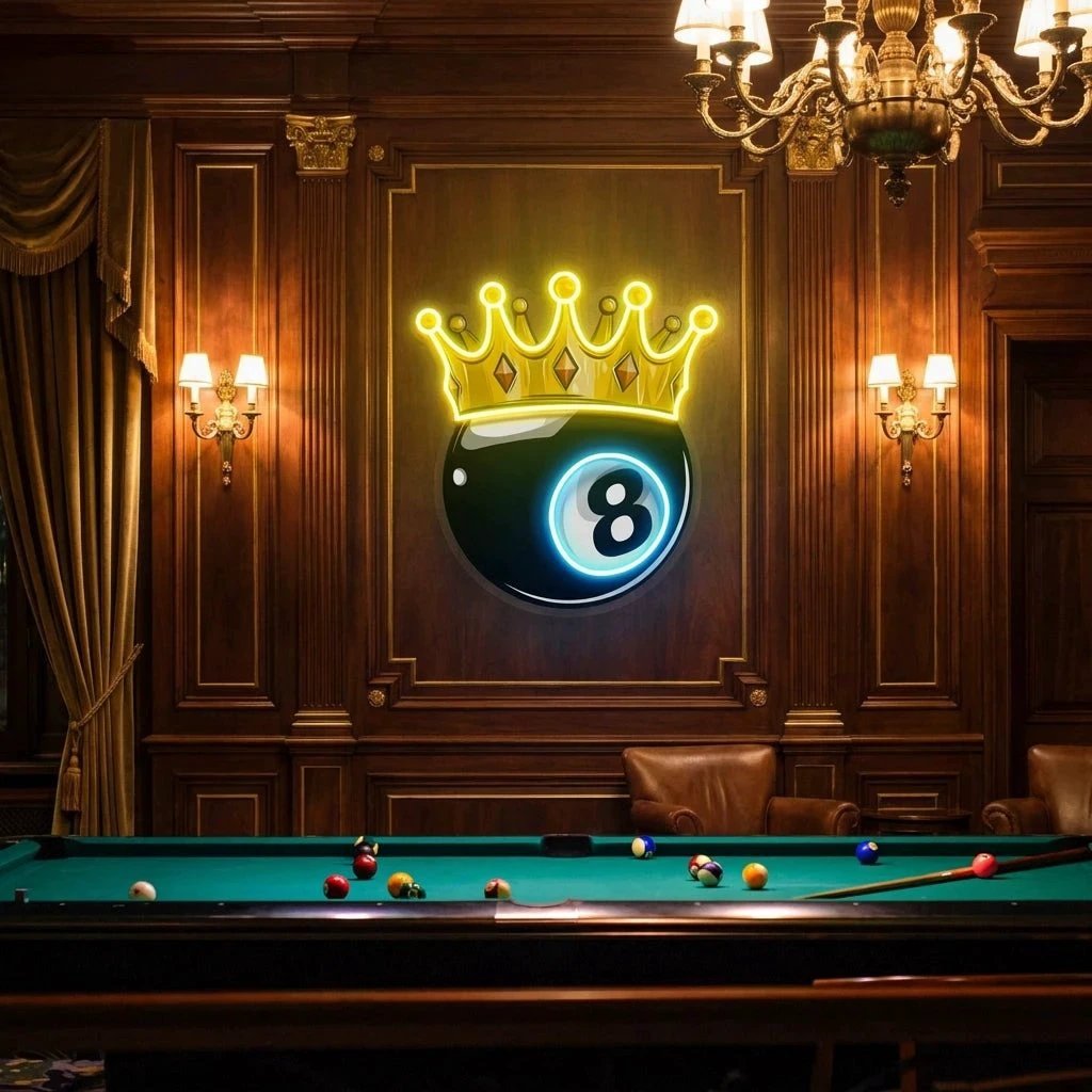 Billiards Wall Art, Billiards Balls Game Room Decor, Pub Decor Artwork Led Neon Sign Light