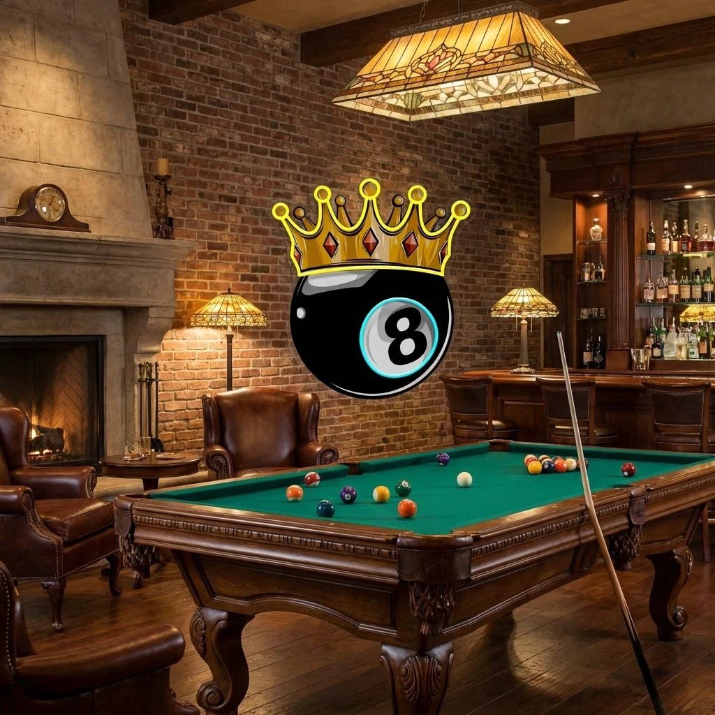 Billiards Wall Art, Billiards Balls Game Room Decor, Pub Decor Artwork Led Neon Sign Light