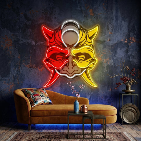 Black Devil Mask LED Neon Sign Light Pop Art