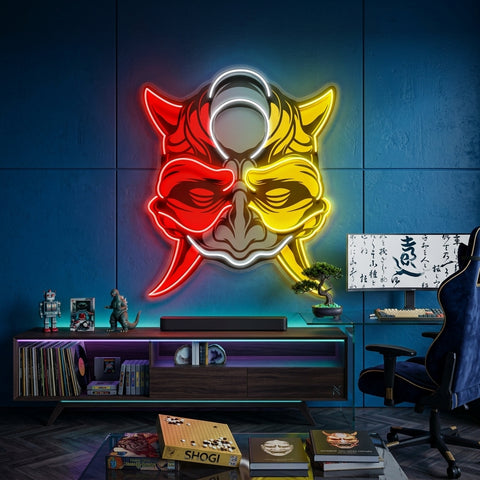 Black Devil Mask LED Neon Sign Light Pop Art