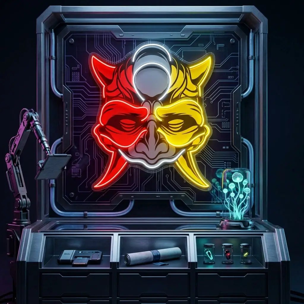 Black Devil Mask LED Neon Sign Light Pop Art