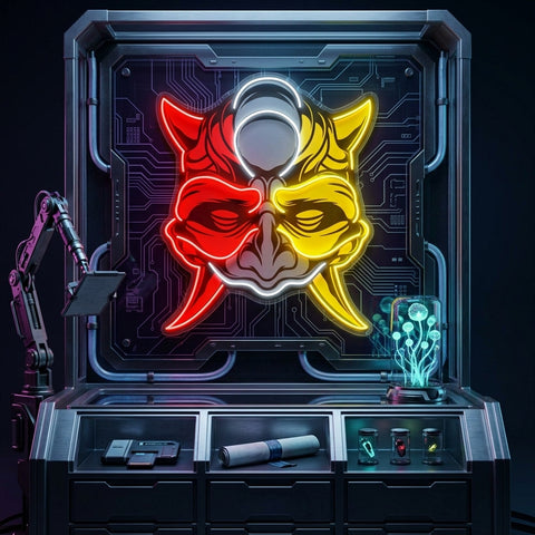 Black Devil Mask LED Neon Sign Light Pop Art
