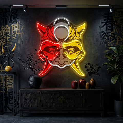 Black Devil Mask LED Neon Sign Light Pop Art