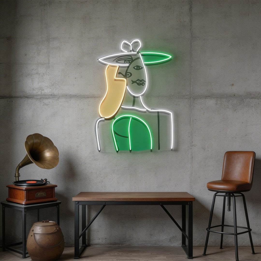 Blond Lady Abstract Art LED Neon Sign Light